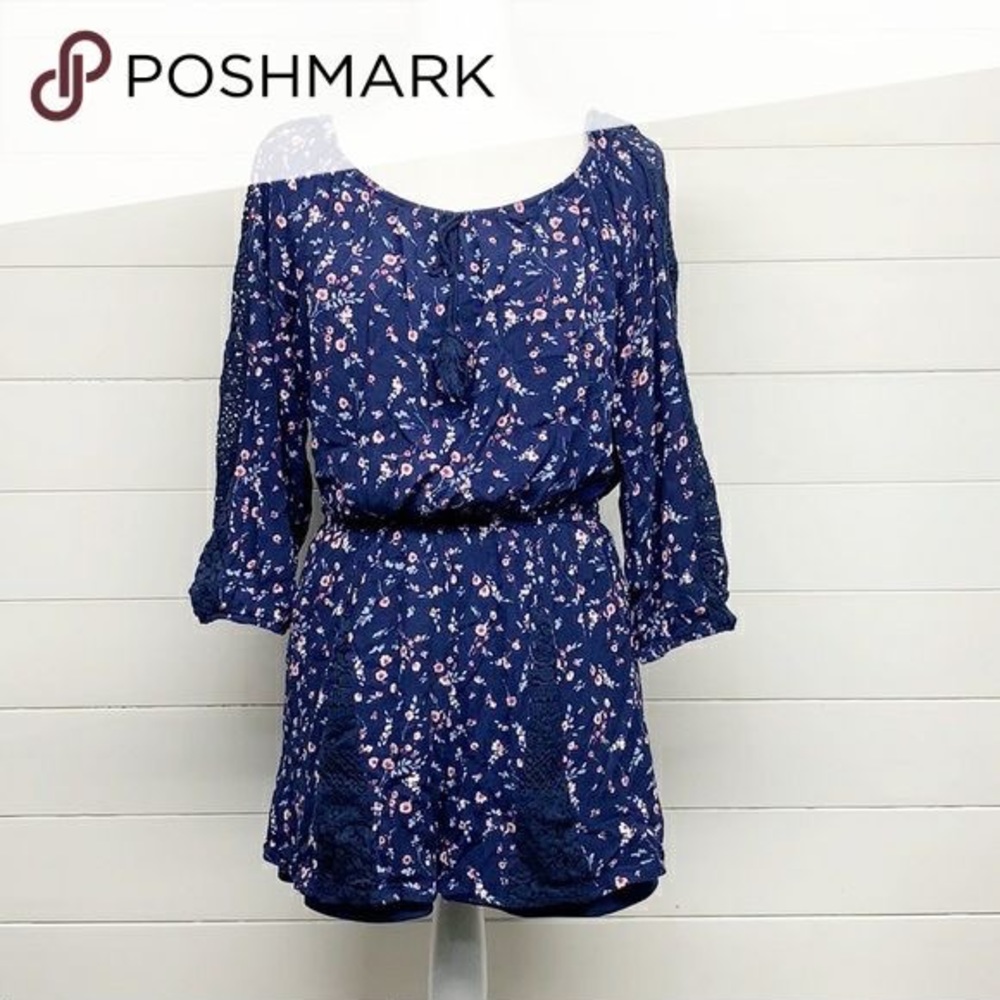 Xhilaration Floral Blue Romper